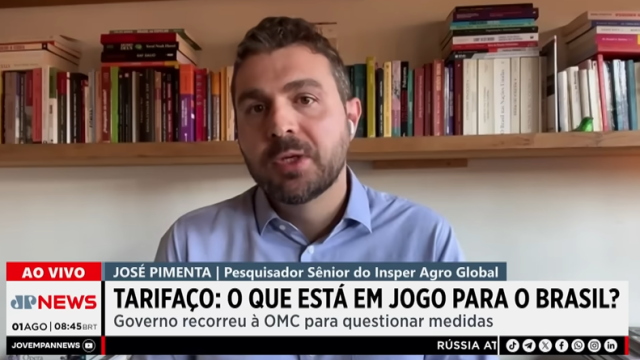 Ação do Brasil na OMC contra tarifaço dos EUA é pressão política, avalia José Pimenta