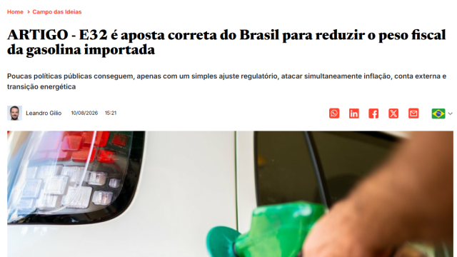 Artigo - E32 é aposta correta do Brasil para reduzir o peso fiscal da gasolina importada