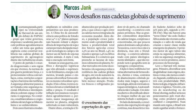 Novos desafios nas cadeias globais de suprimento