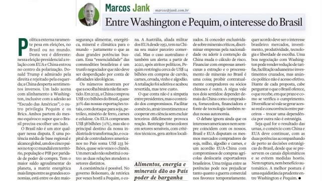 Entre Washington e Pequim, o interesse do Brasil