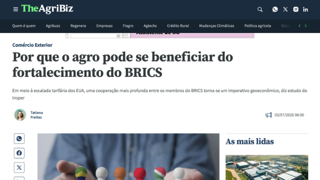 Por que o agro pode se beneficiar do fortalecimento do BRICS